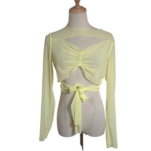Forever 21 Light Yellow Sheer Club Top NWT